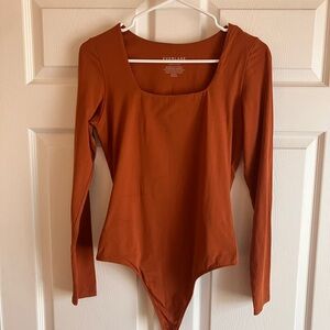 Everlane Rust Long Sleeve Square Neckline Bodysuit